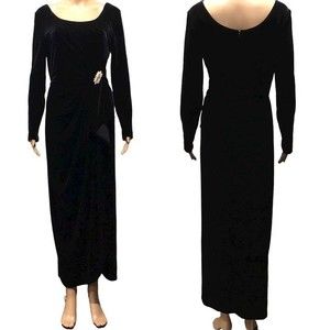 Jeffrey and Dara Black Velvet Evening Dress